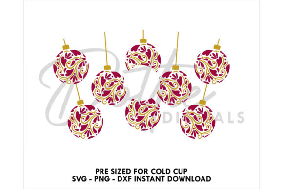 Baubles Christmas Cold Cup SVG 24oz
