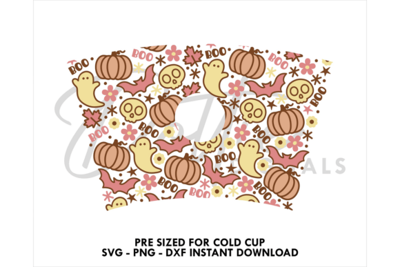 Boho Halloween Cold Cup SVG: Tumbler Wraps Graphics