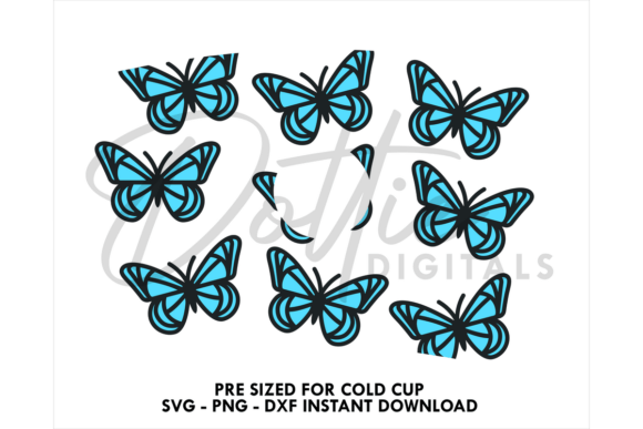 Butterfly Cold Cup SVG: Graphics & Tumbler Wraps