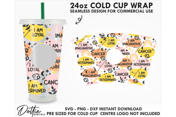 Cancer Star Sign Cold Cup SVG Graphics & Wraps