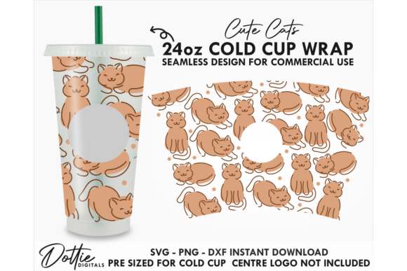 Cats Cold Cup SVG 24oz Graphics for Tumbler Wraps