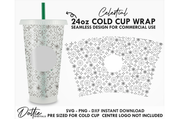 Celestial Cold Cup SVG 24oz: Tumbler Wraps Graphics