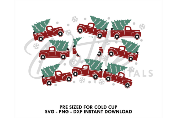 Christmas Trucks Cold Cup SVG for Tumbler Wraps & Graphics