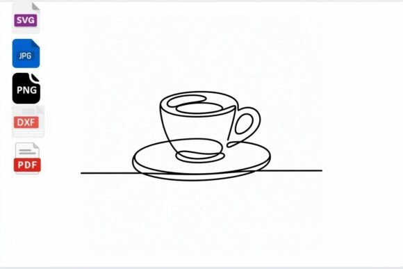 Continuous Line Coffee Cup SVG: A Designer's Take on a Minimalist Embroidery Asset