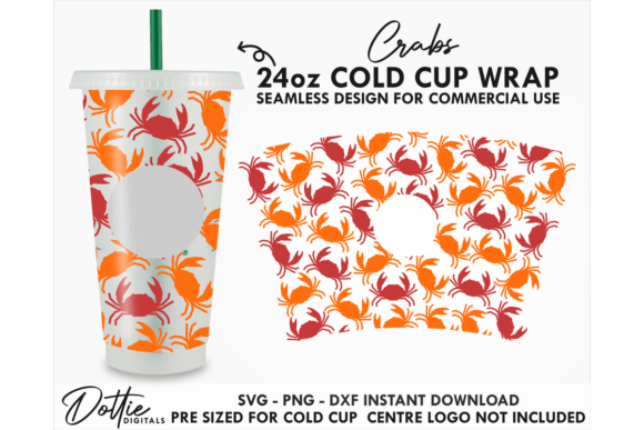 Crabs Cold Cup SVG 24oz Graphics for Tumbler Wraps