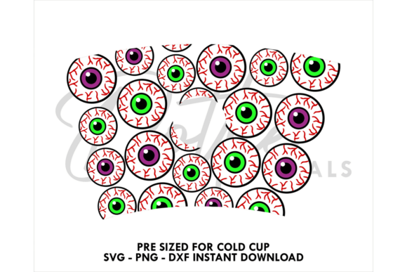 Eyeballs Cold Cup SVG 24oz: Tumbler Wraps Graphics