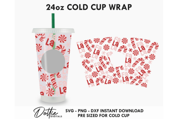 Fa La La Christmas Cold Cup SVG: Graphics for Tumbler Wraps