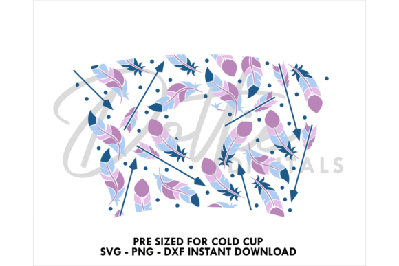 Feathers Cold Cup SVG 24oz: Graphics for Tumbler Wraps