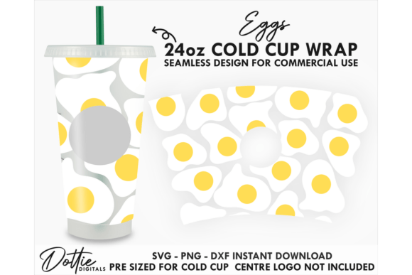Fried Eggs Cold Cup SVG 24oz: Tumbler Wraps Graphics