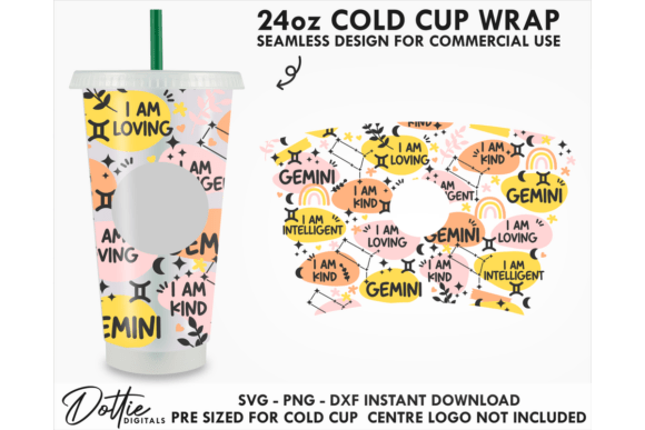 Gemini Star Sign Cold Cup: Tumbler Wraps Graphics