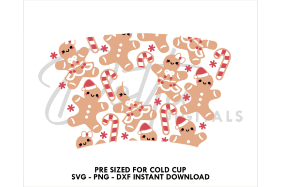Gingerbread Cold Cup SVG 24oz: Graphics for Tumbler Wraps