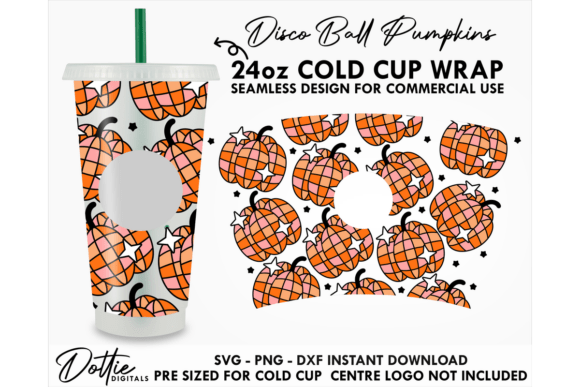 Glitter Pumpkins Cold Cup SVG: Tumbler Wrap Graphics