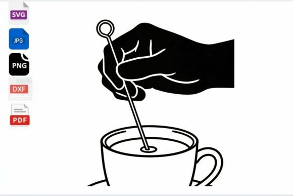 Hand Stirring Coffee Cup SVG Coffee Graphics for Craft Content