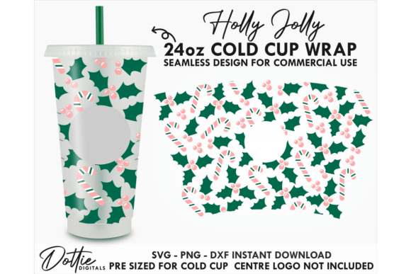 Holly Jolly Christmas SVG Tumbler Wrap Graphics