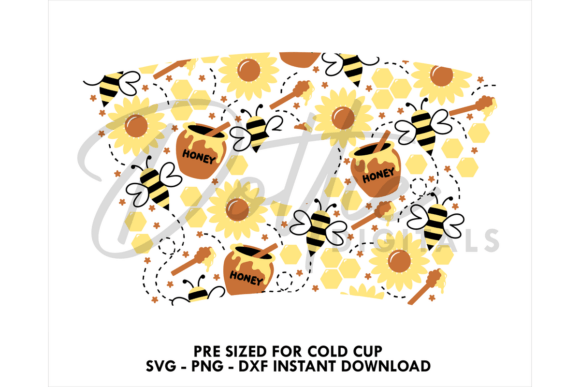 Honey Bee Cold Cup SVG 24oz: Graphics for Tumbler Wraps