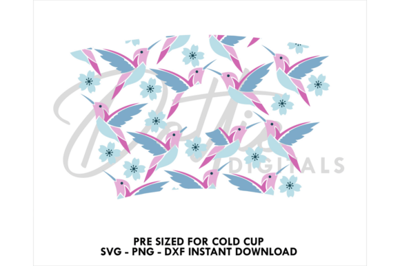 Hummingbird Cold Cup SVG 24oz Graphics & Tumbler Wraps