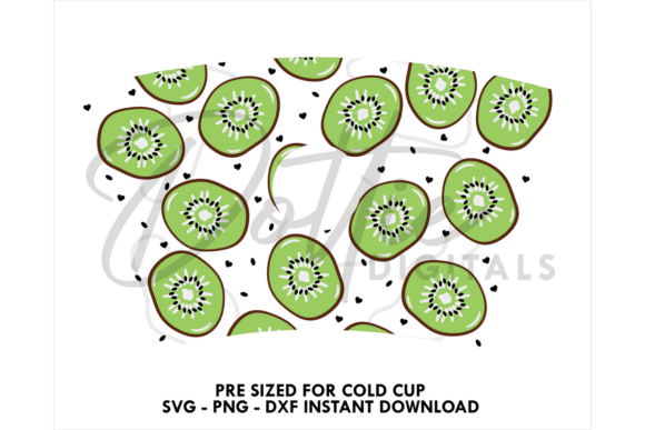 Kiwi Fruit Cold Cup SVG 24oz for Graphics & Tumbler Wraps
