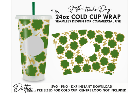 Lightning Clovers Cold Cup: Tumbler Wraps Graphics