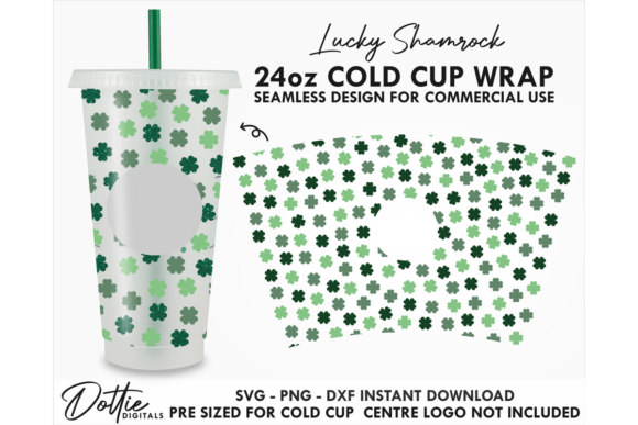 Lucky Shamrocks Cold Cup SVG 24oz: Graphics & Tumbler Wraps