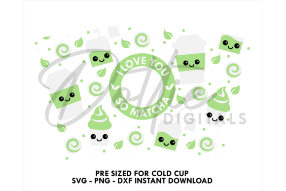 Matcha Cold Cup SVG 24oz Graphics for Tumbler Wraps