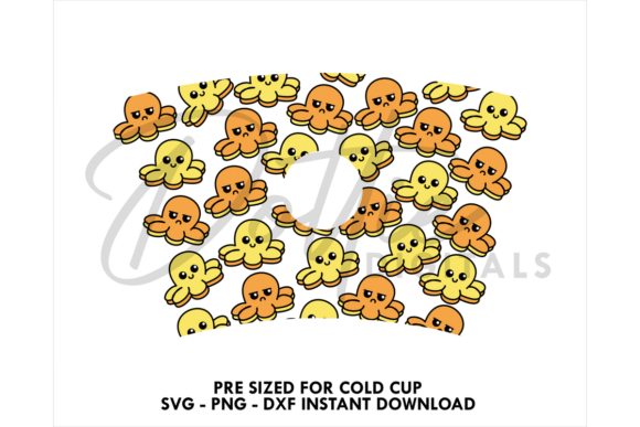 Mood Octopus Cold Cup SVG 24oz: Graphics for Tumbler Wraps