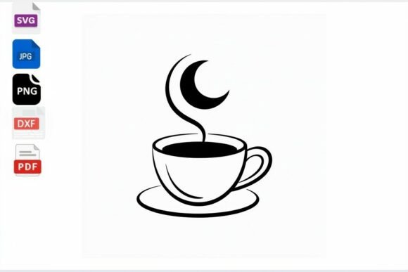 Moon Coffee Cup SVG Clip Art for Graphics & Crafts