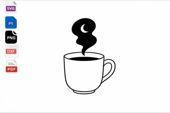 Moon Coffee Cup SVG Cut File Celestial