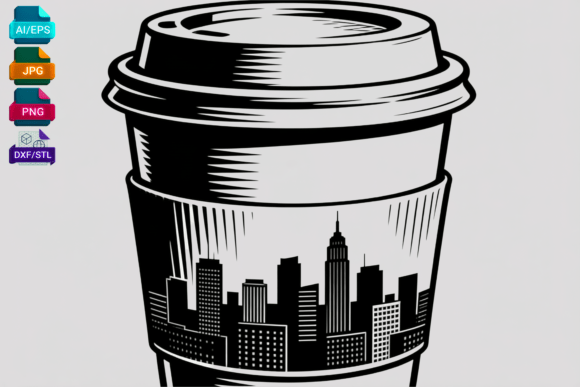 NYC Skyline Coffee Cup SVG for Graphics and Crafts