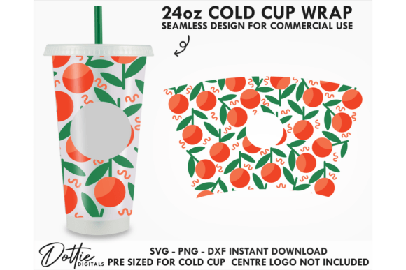Oranges Fruit Cold Cup SVG 24oz: Fresh Graphics for Tumbler Wraps