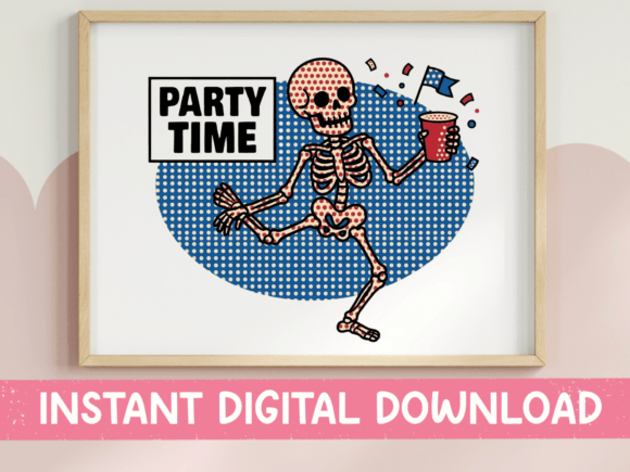 Party Time Skeleton: Bold Graphics for T-Shirt Designs