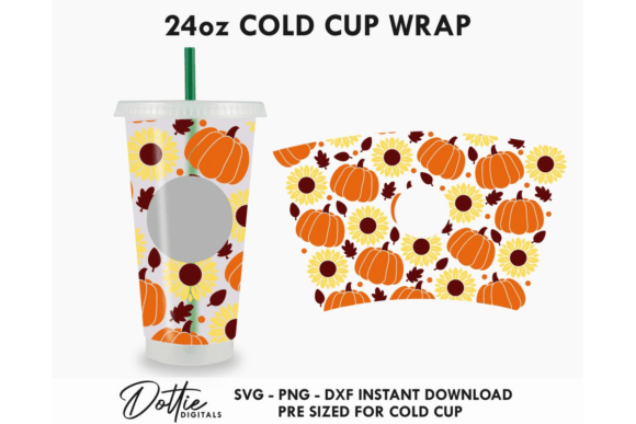 Pumpkin Sunflowers Cold Cup SVG: Graphics & Tumbler Wraps Review