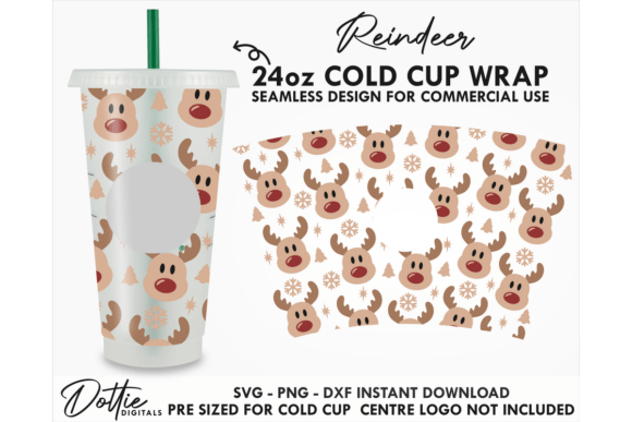 Reindeer Faces Cold Cup SVG: Tumbler Wrap Graphics Review