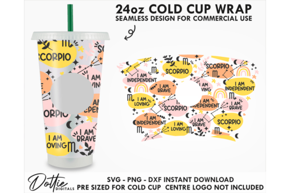 Scorpio Star Sign Cold Cup SVG 24oz: Graphics & Tumbler Wraps