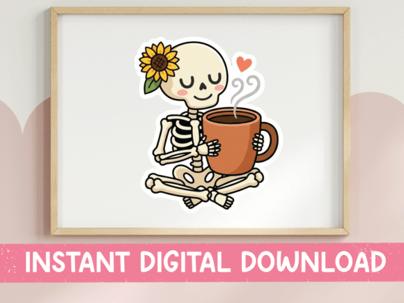 Skeleton Hugging Coffee Cup SVG: T-Shirt Graphics Review