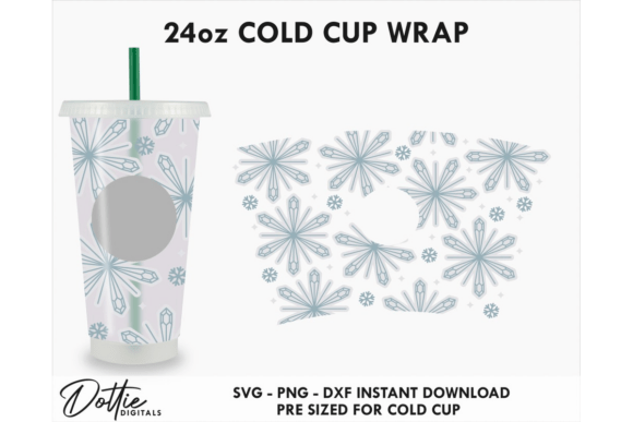 Snowflakes Cold Cup SVG 24oz: Graphics & Tumbler Wraps