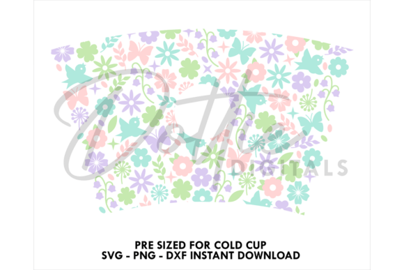 Spring Time Flowers Cold Cup SVG: Graphics & Tumbler Wraps