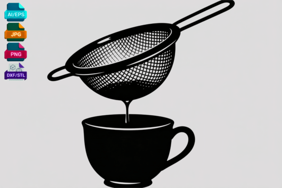 Strainer Pouring Liquid into Cup SVG: Graphics for Crafts