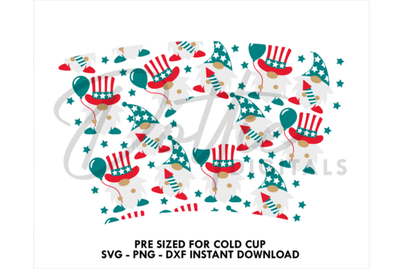 Usa Gnomes Cold Cup SVG 24oz: Graphics for Tumbler Wraps