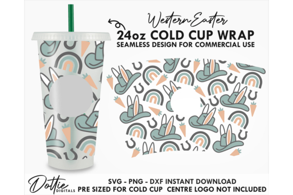 Western Easter Cold Cup SVG 24oz Graphics Tumbler Wraps