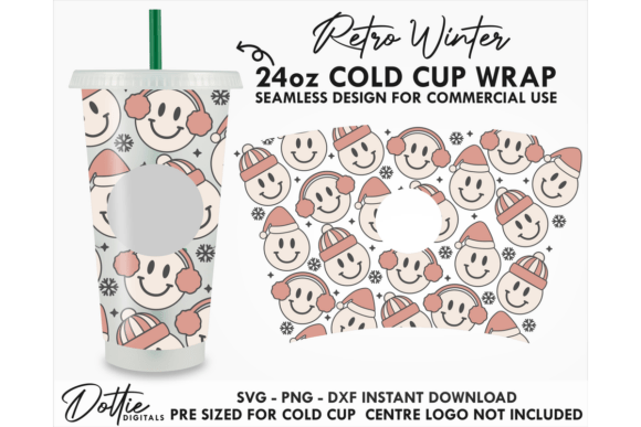 Winter Faces Cold Cup SVG 24oz: Tumbler Wraps & Graphics