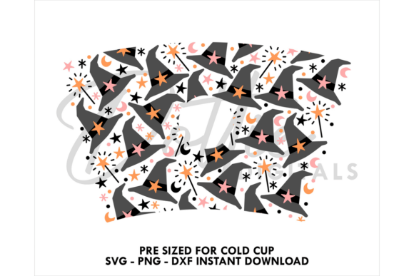 Witch Halloween Cold Cup SVG: Tumbler Wraps Graphics